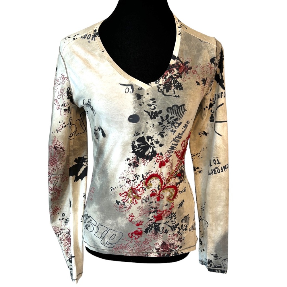 Marc Aurel Embroidery Sequin Stretch Top - Picture 2 of 9